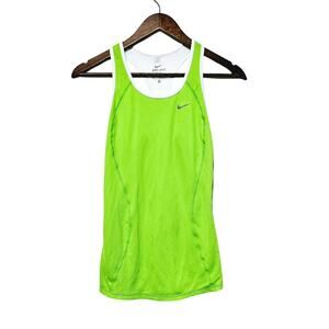 Womens Nike Dri-fit Tank Top Bright Green Nike Logo Workout Running Womens Sz XS